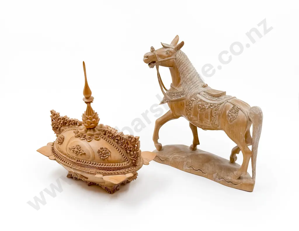 Carved Wooden Temple Lion and Two Others Image 1++