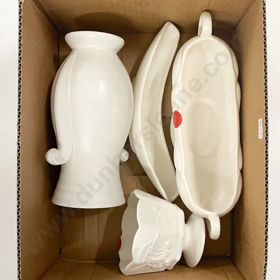 Qty of Assorted White Glazed Pottery together with Lamp