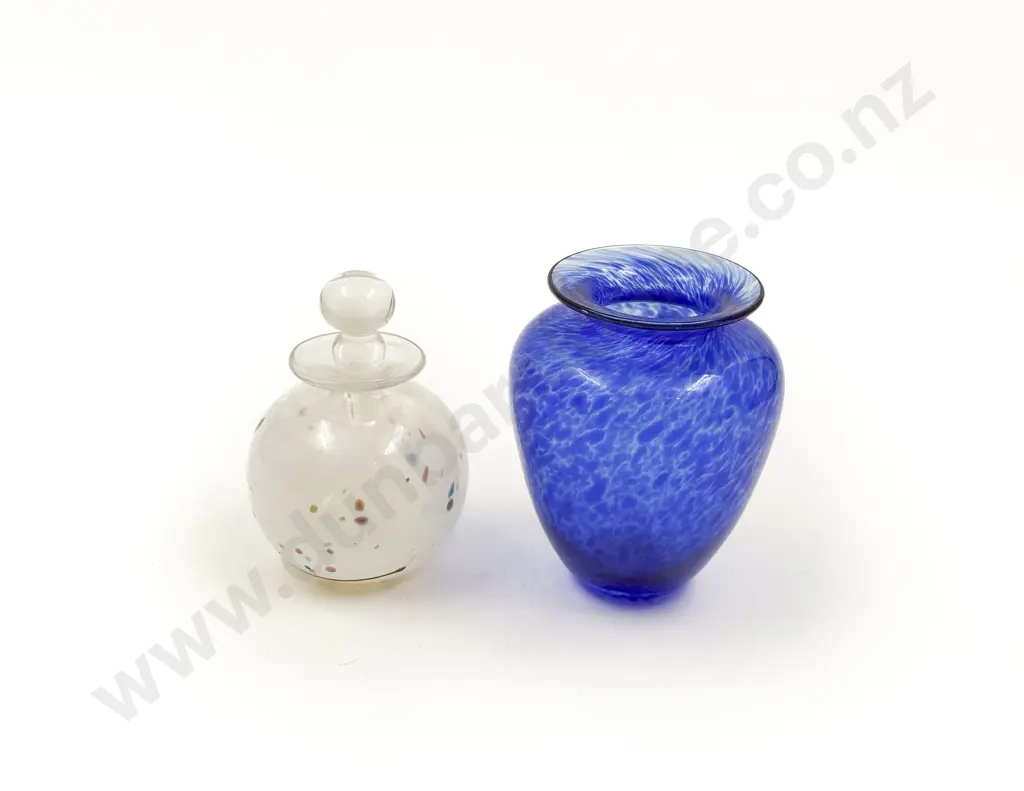 Hogland Glass Vase Together with Art Glass Scent Bottle Image 1++