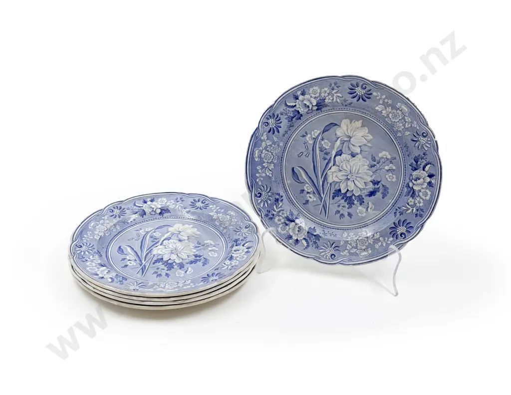 Four Spode Blue and White Plates Image 1++