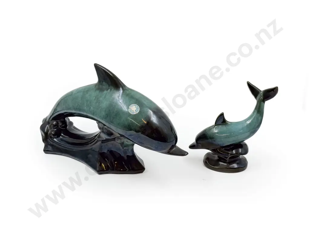 Two Blue Mountain Pottery Dolphins Image 1++