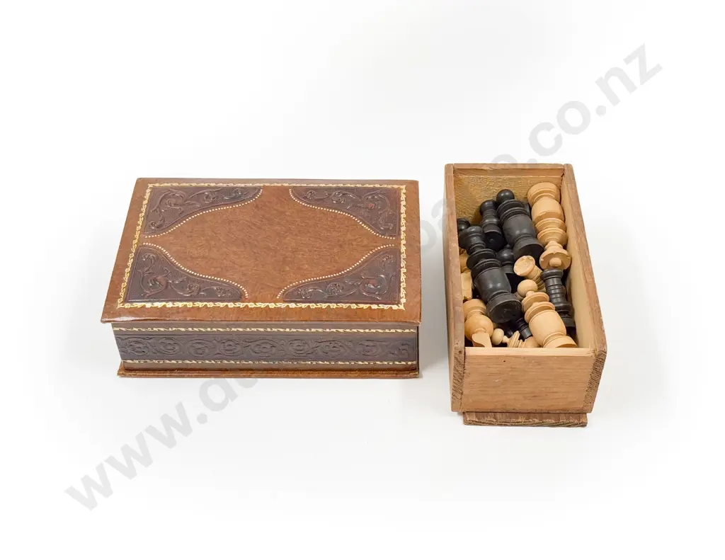 Chess Set in Box together with Cigar Box Image 1++