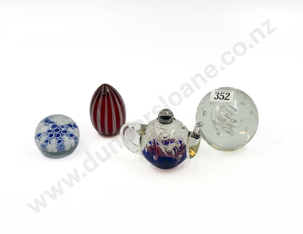 Four Assorted Art Glass Paperweights Image 1++