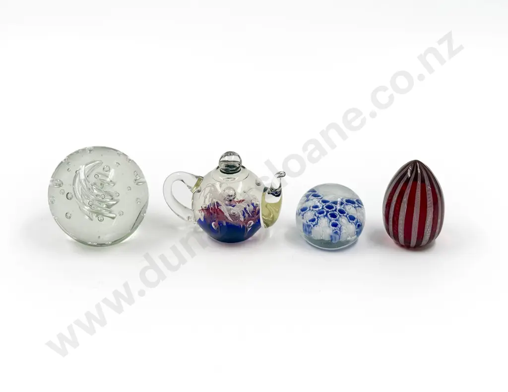 Four Assorted Art Glass Paperweights Image 1++