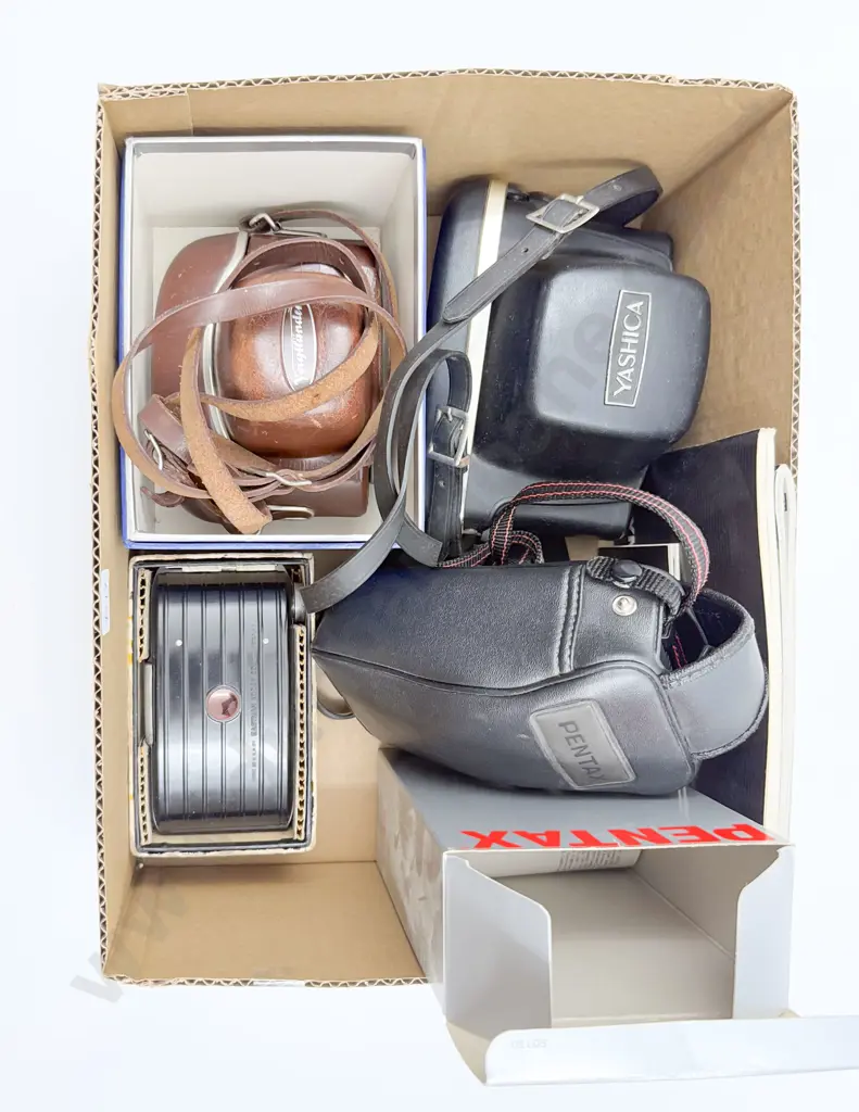 Box Qty of Assorted Vintage Cameras Image 1++