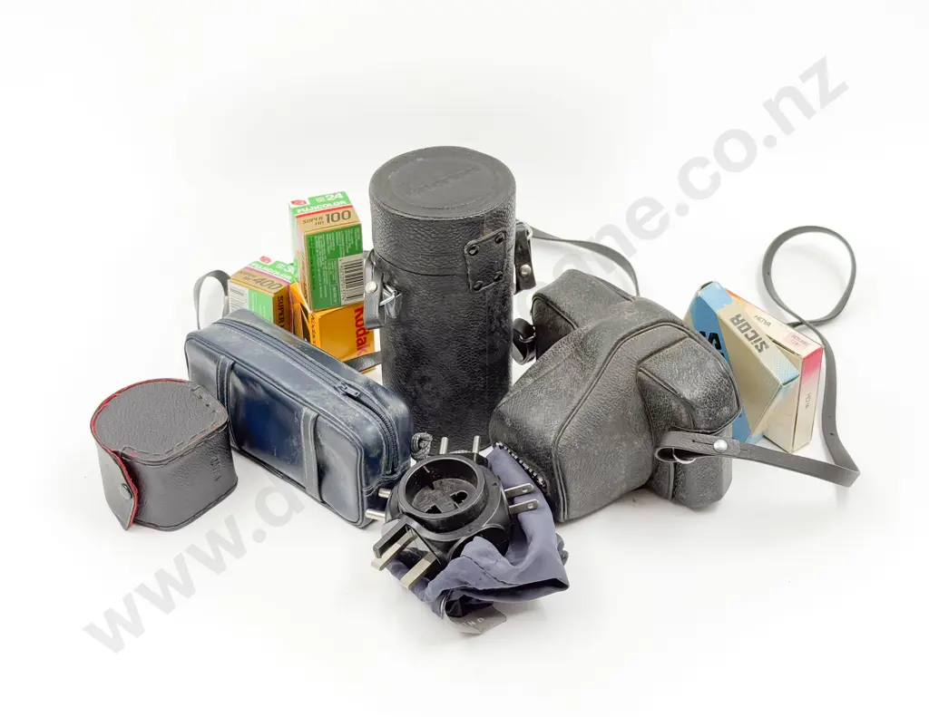Vintage Olympus Camera with Bag of Assorted Accessories Image 1++