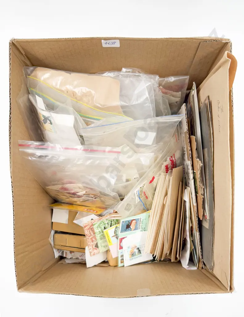 Box Qty of Assorted Loose Stamps and Envelopes etc Image 1++