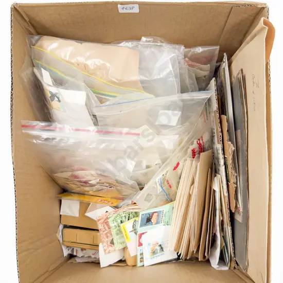 Box Qty of Assorted Loose Stamps and Envelopes etc