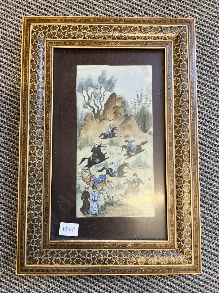 Moghul Artwork on Ivory in Decorative Frame Image 1++