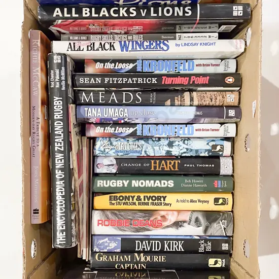 Box of Assorted Books incl NZ Rugby Reference