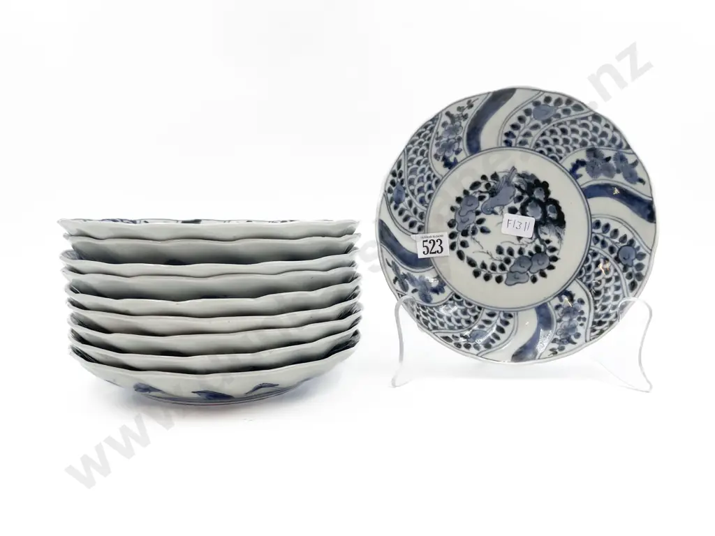 Qty of Chinese Blue and White Shallow Bowls Image 1++