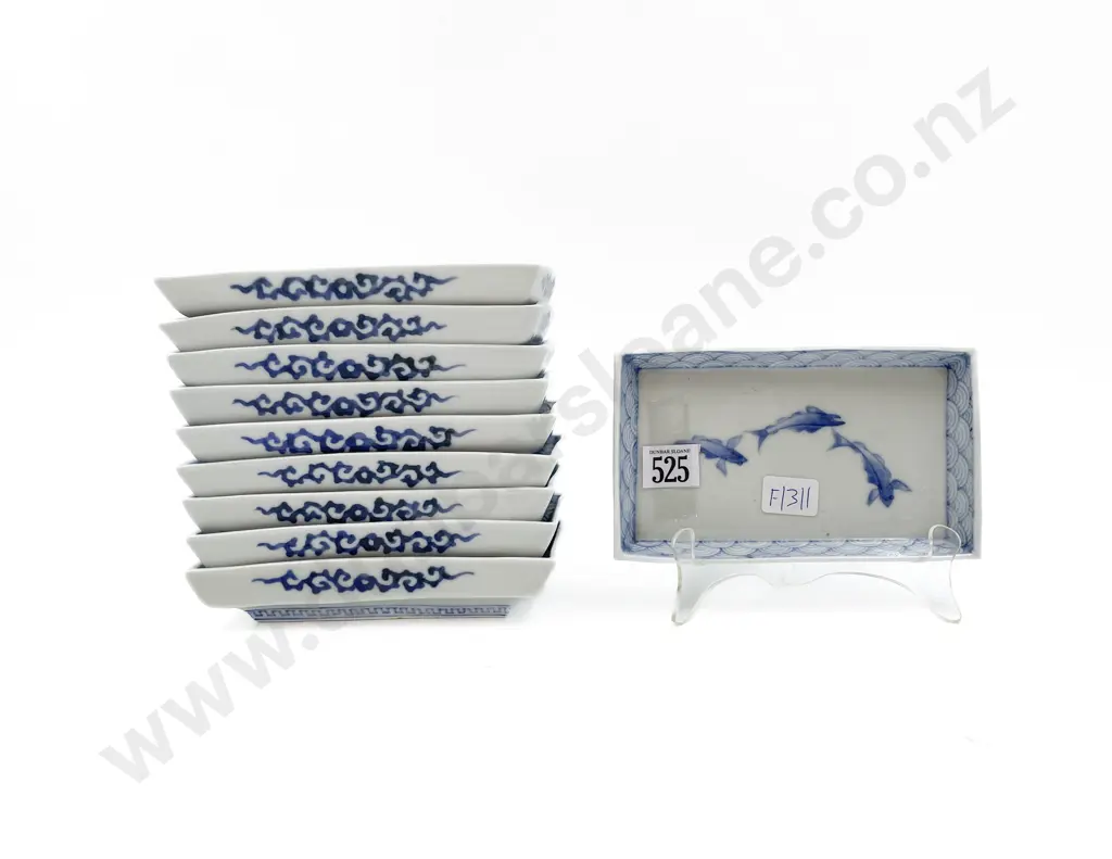 Qty of Chinese Blue and White Rectangular Dishes Image 1++