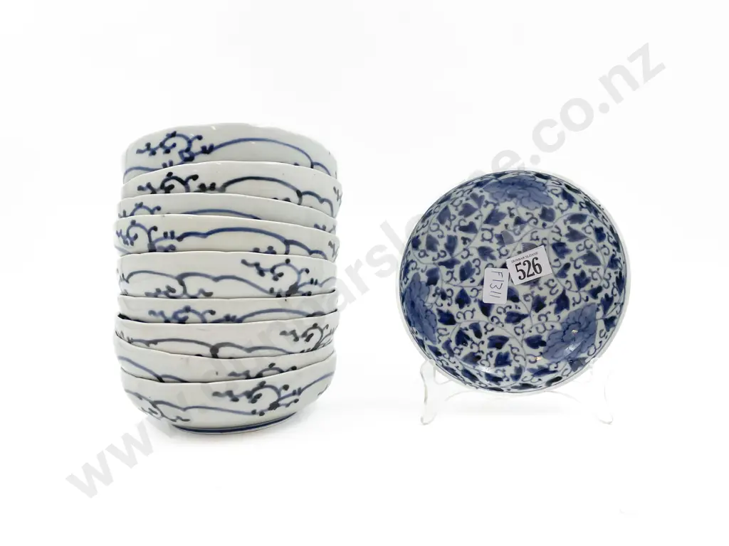 Qty of Chinese Blue and White Shallow Bowls Image 1++