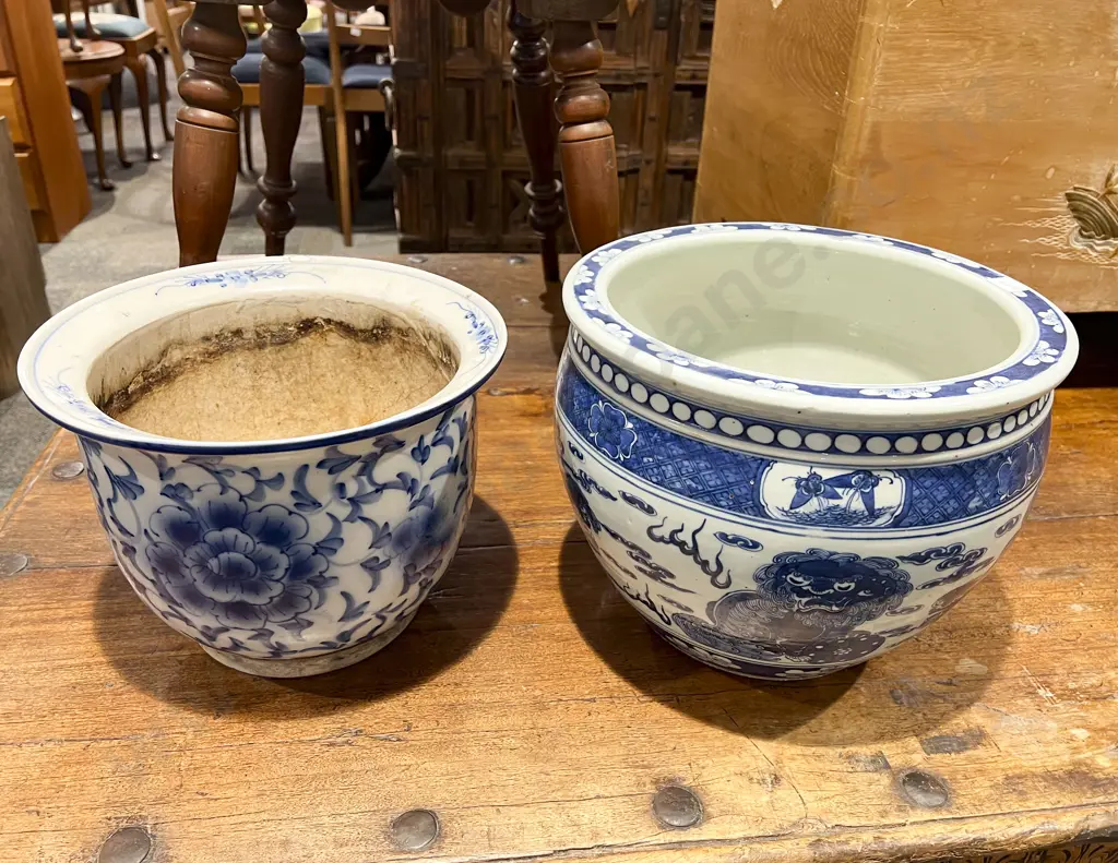 Two Blue and White Jardiniere's Image 1++