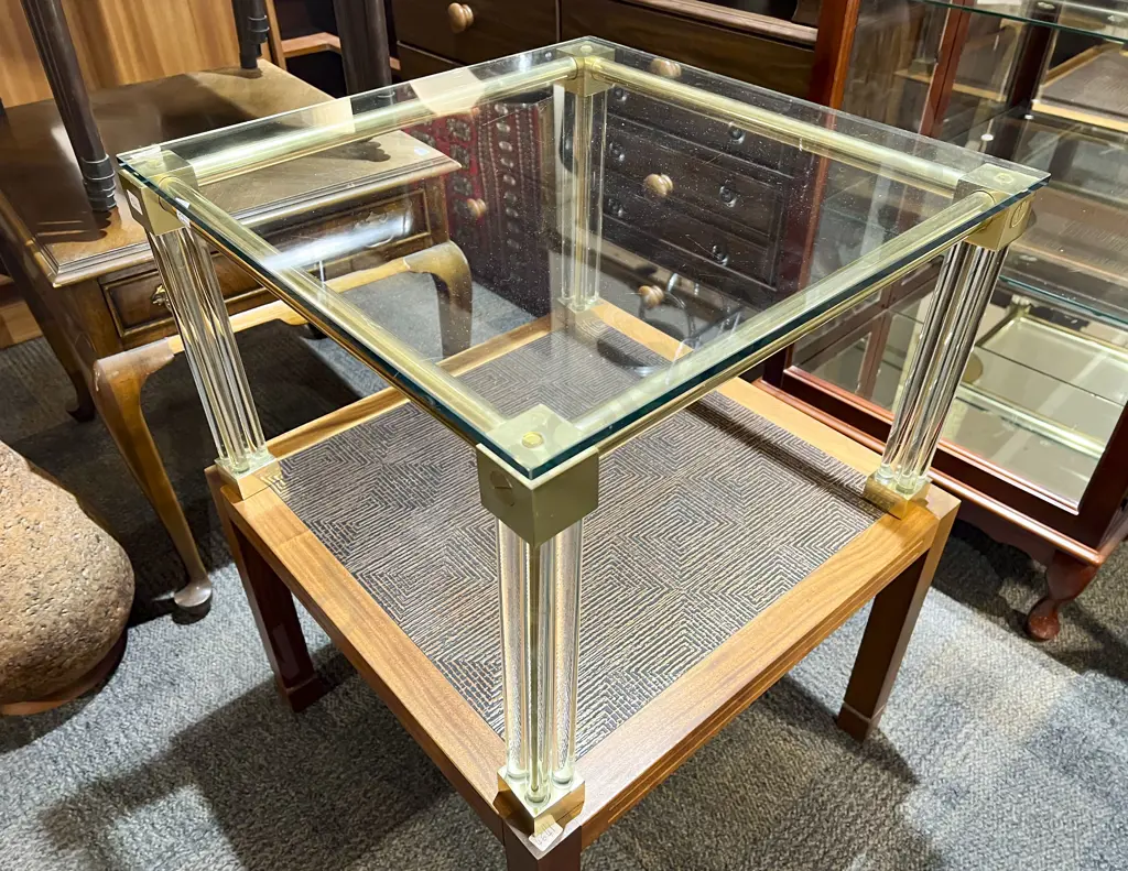 Brass and Glass Topped Coffee Table Image 1++