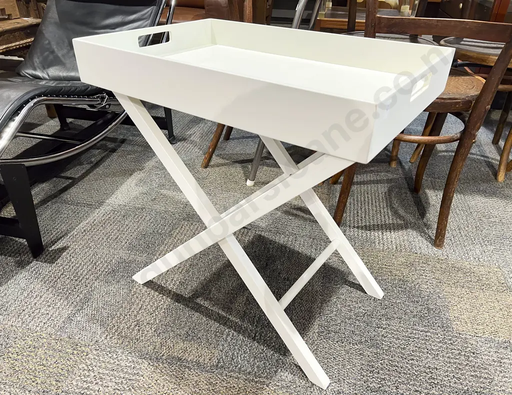Modern White Painted Butlers Tray on Stand Image 1++