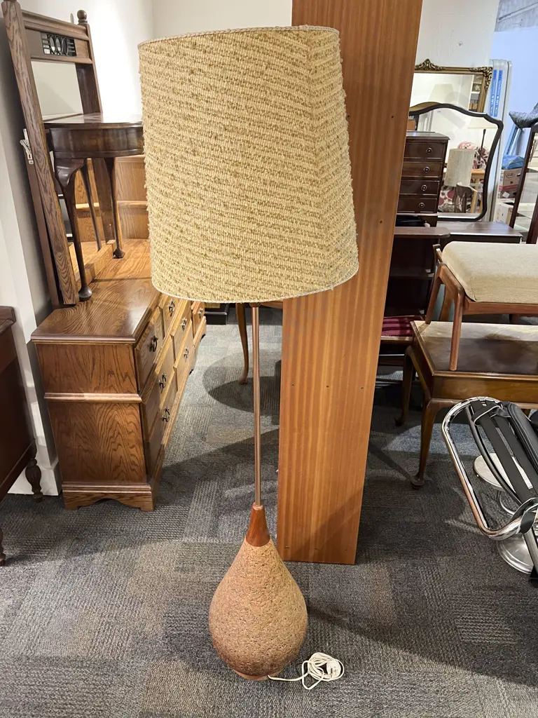 Mid Century Cork Base Standard Lamp Image 1++