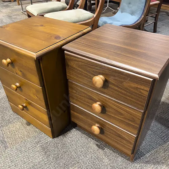 Two Three Drawer Bedside Tables