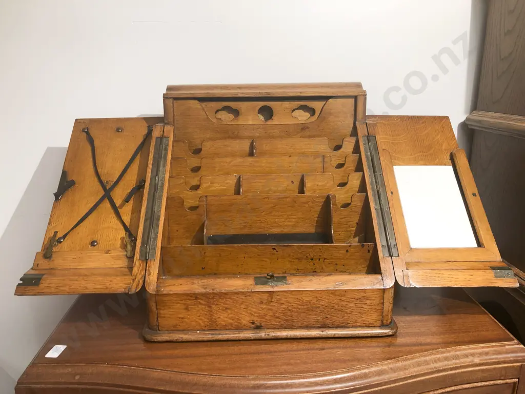 Victorian Oak Wedge Shaped Stationary Cabinet Image 1++
