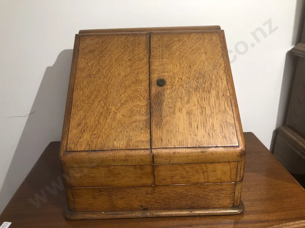 Victorian Oak Wedge Shaped Stationary Cabinet Image 1++