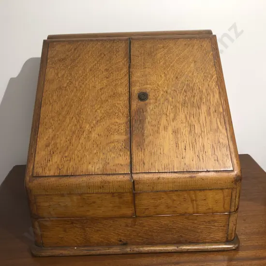Victorian Oak Wedge Shaped Stationary Cabinet