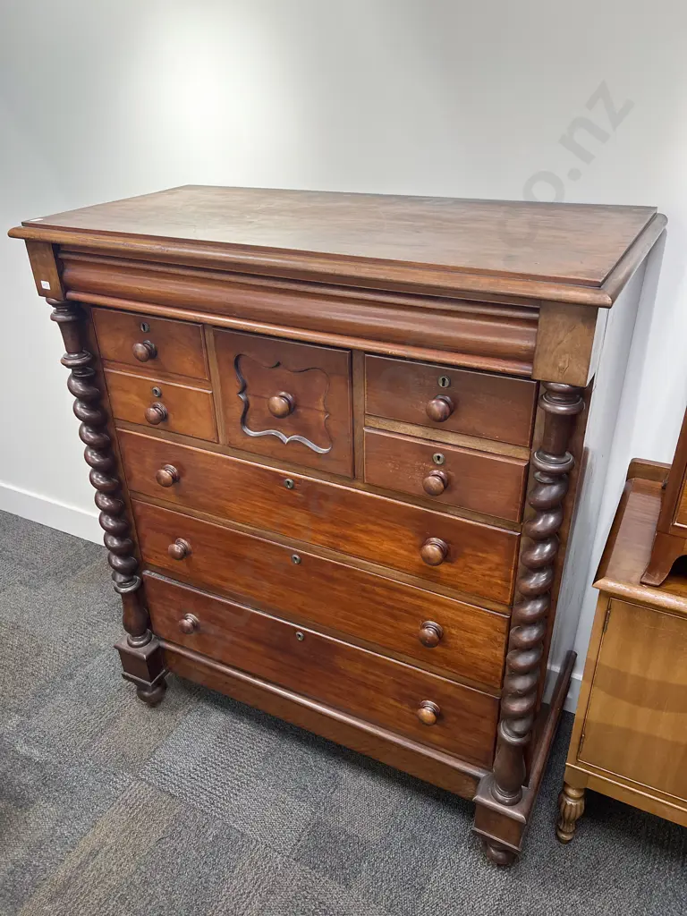 Victorian Scotch Chest with Barley Twist Supports Image 1++