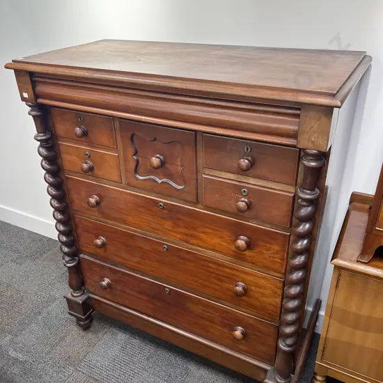 Victorian Scotch Chest with Barley Twist Supports