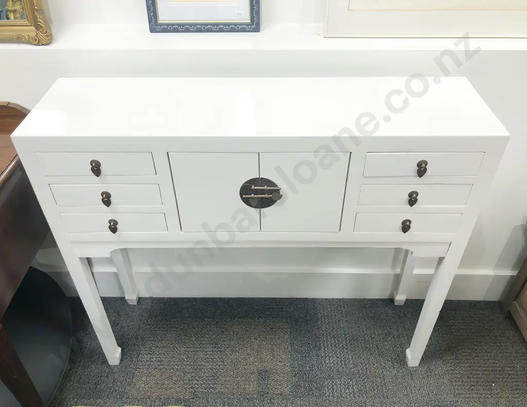 Slender White Painted Chinese Hall Table Image 1++