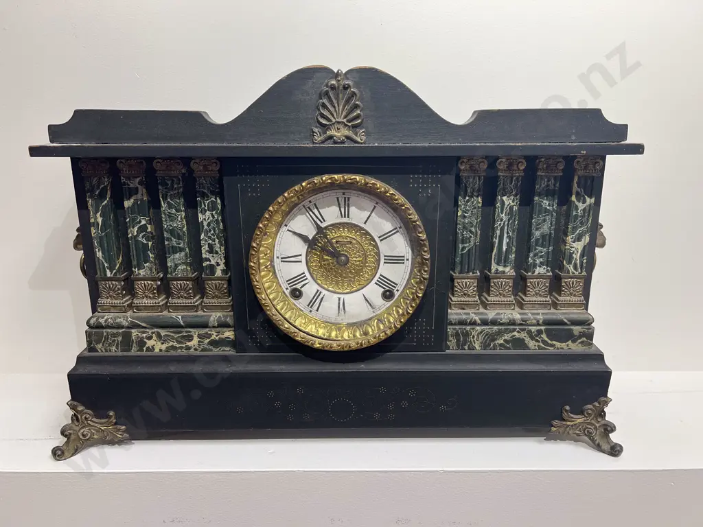 Victorian Simulated Slate Mantle Clock Image 1++