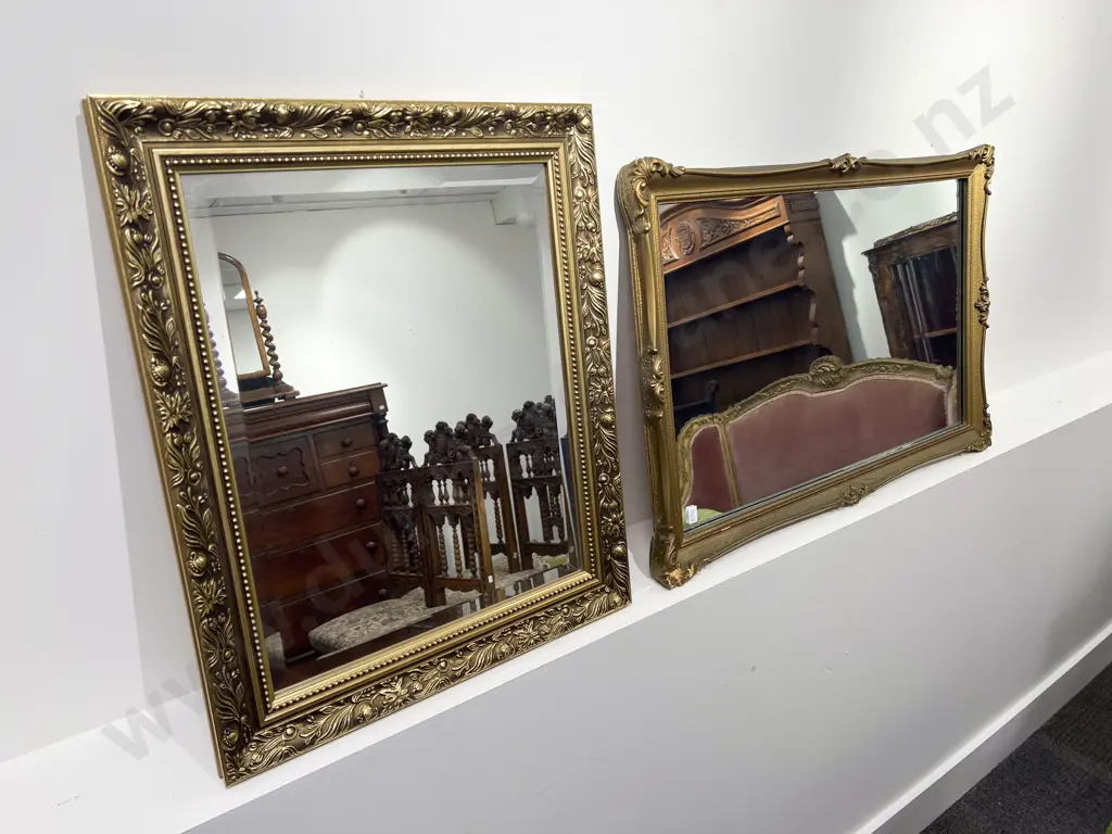 Two Gilt Framed Wall Mirrors Image 1++