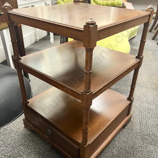 Mahogany Three Tier Single Drawer What-Not