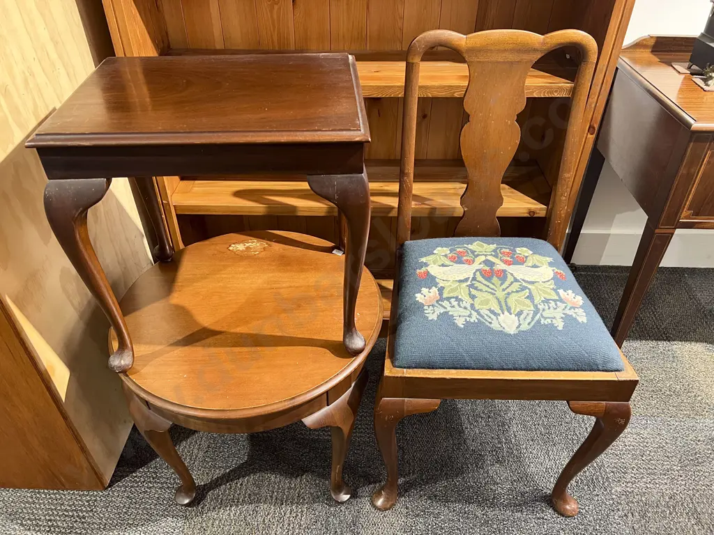 Two Side Tables together with Single Dining Chair Image 1++