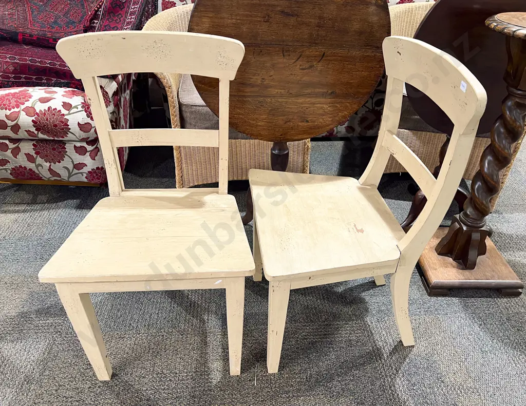 Pair of Distressed Painted Dining Chairs Image 1++