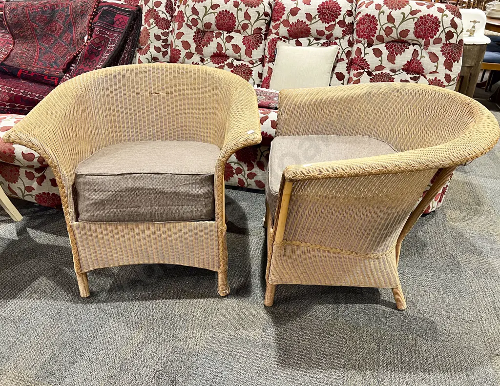 Pair of Lloyd Loom Rattan Arm Chairs Image 1++