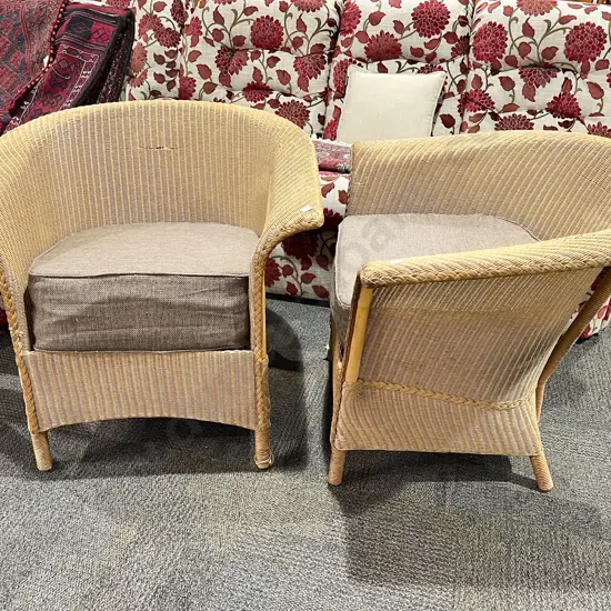 Pair of Lloyd Loom Rattan Arm Chairs