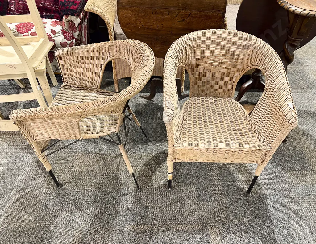 Pair of Stacking Rattan Chairs Image 1++