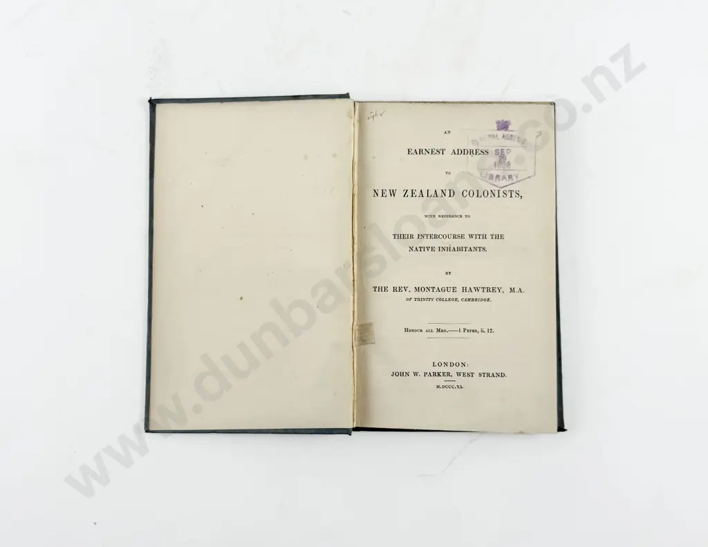 Hawtrey The Rev Montague - An Earnest Address to New Zealand Colonists Image 1++