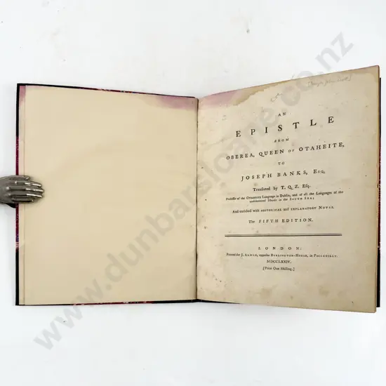 Scott-Waring John (1747-1819) - An Epistle from Oberea Queen of Otaheite to Joseph Banks Esq