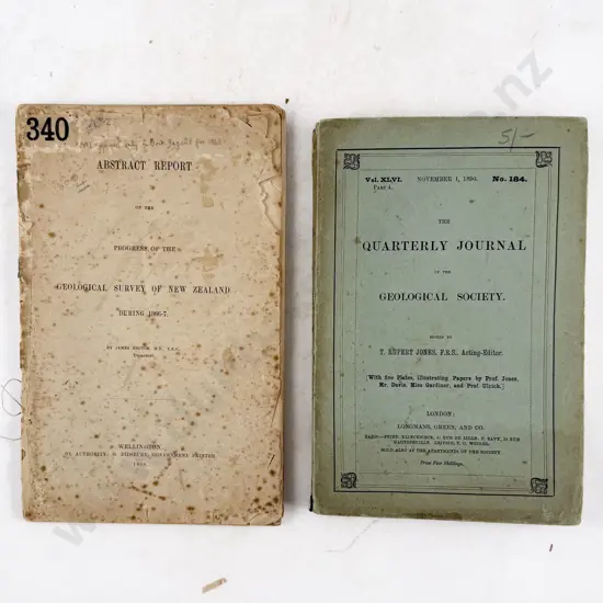 2 19th Century Geological Volumes & Botanical Notes on The Kaikoura Mountians & Mount Egmont 1867