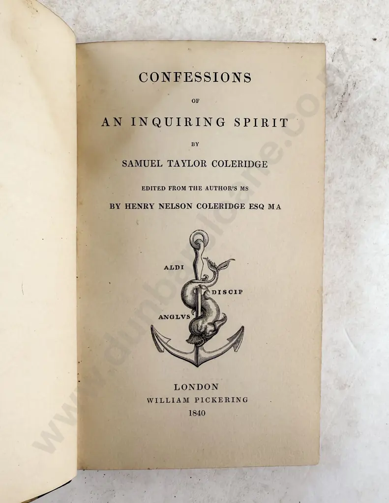 Coleridge Samuel Taylor - Confessions of An Inquiring Spirit Image 1++