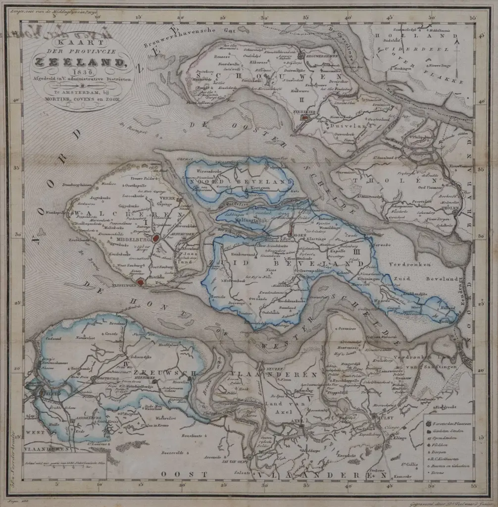 Mortier Covens en Zoon - Kaart Der Provincie Zeeland 1836 Image 1++