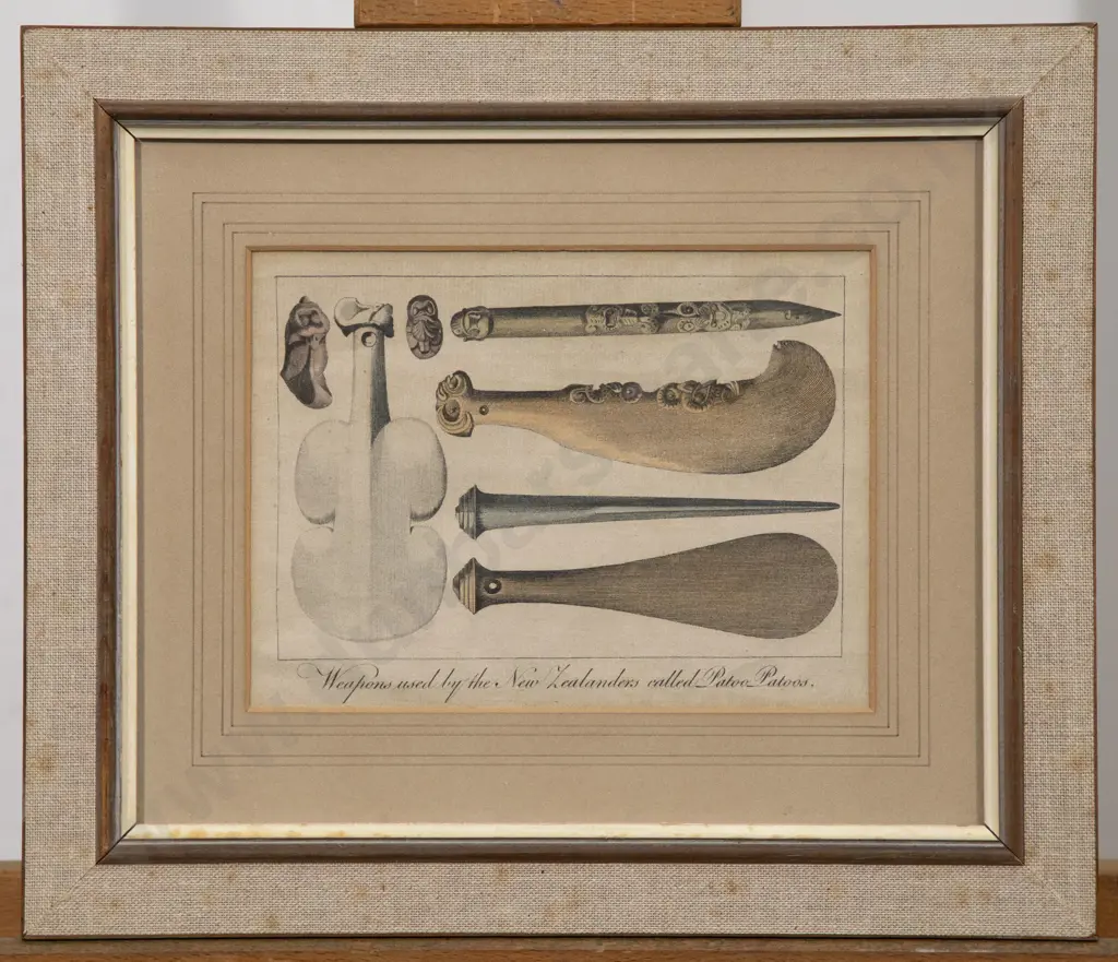 C18th Engraving "Weapons used by the New Zealanders called Patoo Patoos" Image 1++
