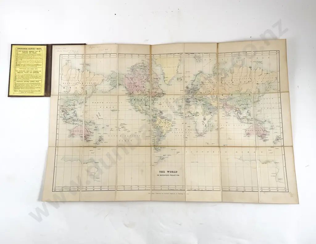 Map Of The World On Mercator's Projection By Edward Stanford London 1881 Image 1++
