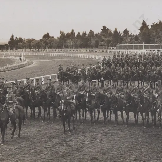 Rare 1914 Silver Bromide Photo Of The 9th Wellington East Coast Mounted Rifles Squadron