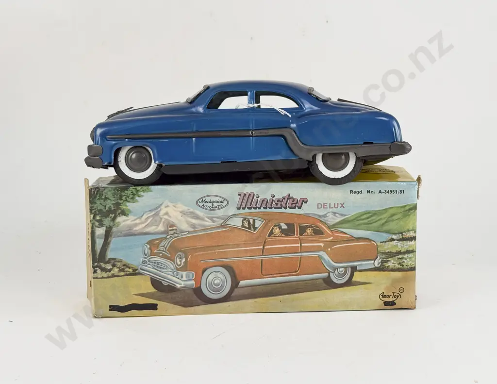 Boxed Mar Toy Japan Tinplate Minister DeLux Pontiac Chieftain Vehicle Image 1++