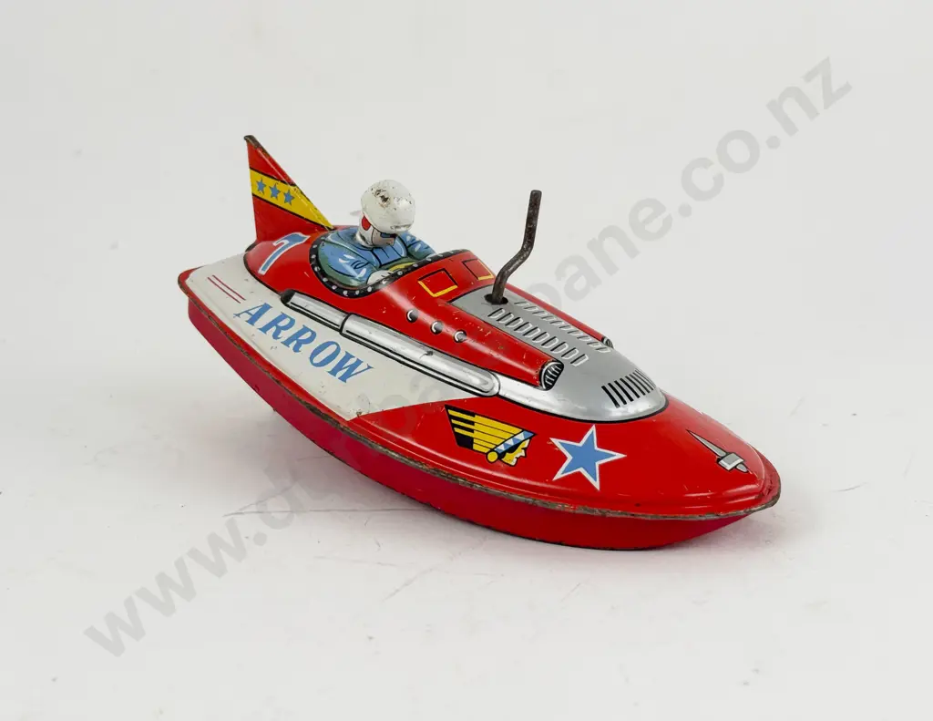 San Made in Japan Tinplate 7 Arrow Speed Boat Image 1++
