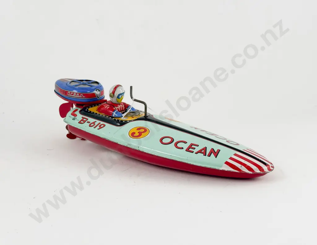 Bandai Made in Japan Tinplate B-619 3 Ocean Speed Boat Image 1++