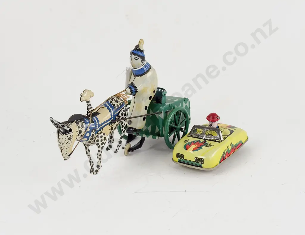 C1950s Made in USSR Tinplate Clown Cart and Donkey Image 1++