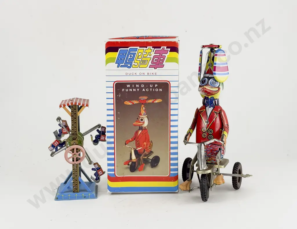 Boxed China Tinplate Duck on Bike Funny Action and MM086 Ferris Wheel Image 1++