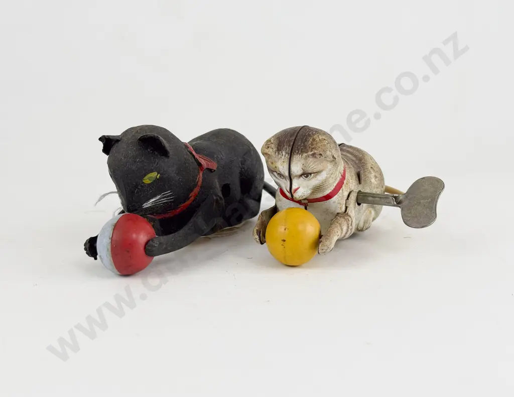 Early Made in England Hard Rubber Cat and US Zone Germany Tinplate Cat Image 1++